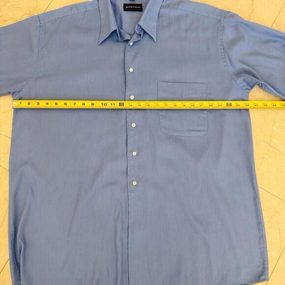 Conte di Milano Shirt Mens 17 1/2 Blue Button Up S/Sleeve Business Casual XXL - Picture 5 of 11